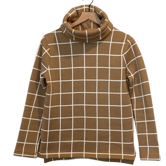 J.Crew Funnel Neck Sweater, Long Sleeve, Camel Windowpane, Size Small - Picture 4 of 14